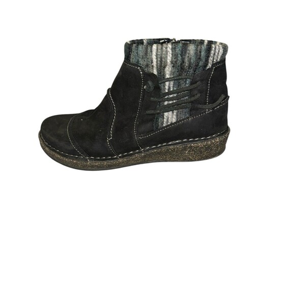 Aetrex Boots‎ Womens 7.5 Tessa Short Sweater Ankle Booties Black Leather Zip - Picture 1 of 10